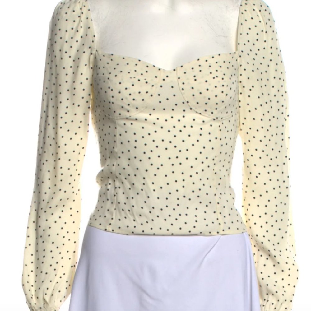 REFORMATION Polka Dot Print Square Neckline Crop Top
